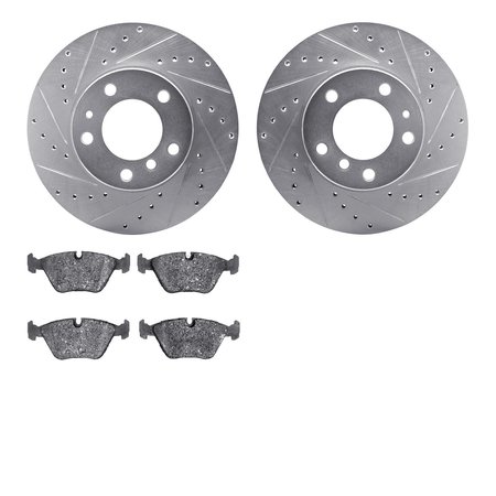 DYNAMIC FRICTION CO 7602-31022, Rotors-Drilled and Slotted-Silver with 5000 Euro Ceramic Brake Pads, Zinc Coated 7602-31022